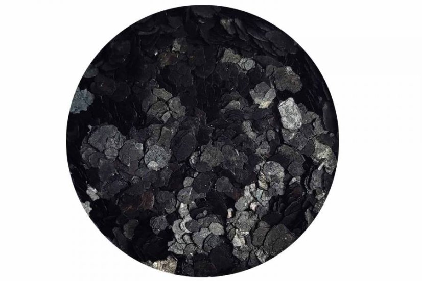 Práškové glitre (trblietky) do živice na zalievanie - Farba: Chipsy Makro Čierna perleť 60ml