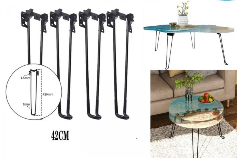 Čierne stolové nožičky - sklopné 42cm