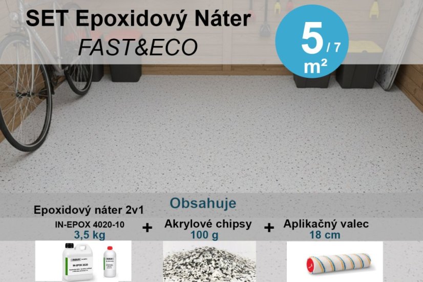 Epoxidový náter Fast&Eco 2v1  SET na 5 - 20 m² - Balenie/Výdatnosť: 3,5 kg bal. = 5 - 7 m²
