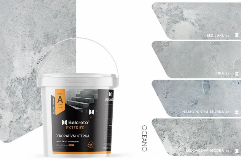Belcreto pre Exteriér sada 3 m² dekoratívna stierka - Farba stierky: Oceano, Odtien laku: Bezfarebný