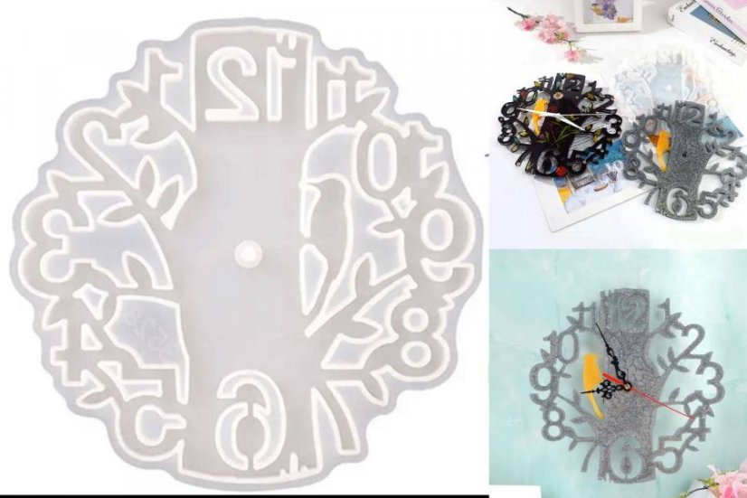 Silikónové formy - hodiny, strojčeky - Druh produktu: Silikónová forma hodiny strom Ø 25cm, hr.1cm