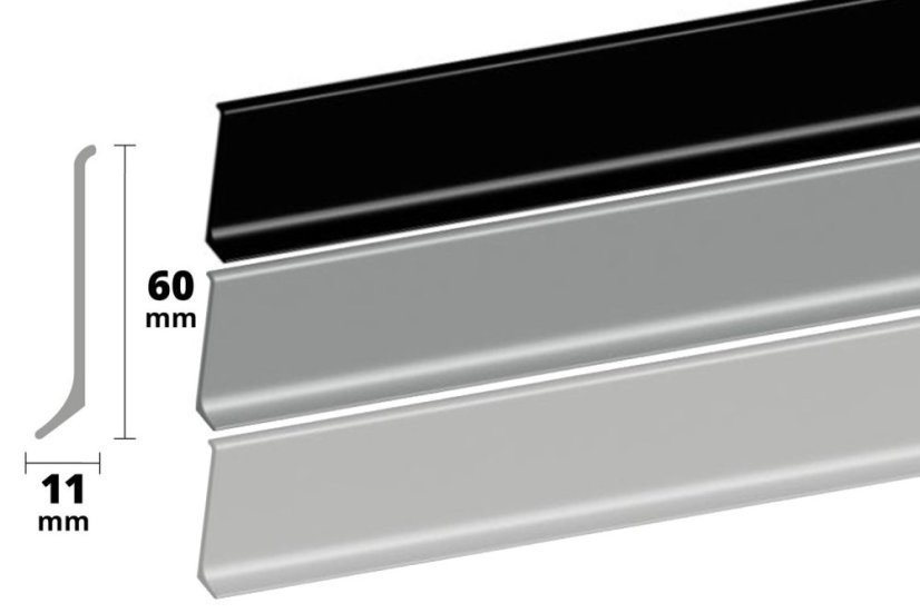 Soklové PVC lišty 2,7m / 60 mm / 11 mm - Farba: čierna