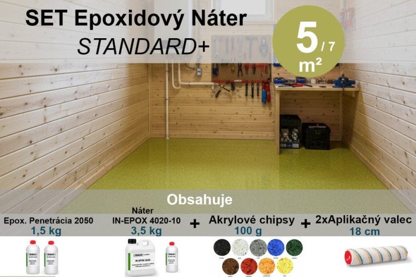 Epoxidový náter STANDARD+  SET na 5 - 20 m² - Balenie/Výdatnosť: Set 1,5 + 3,5 kg = 5 - 7 m² 
