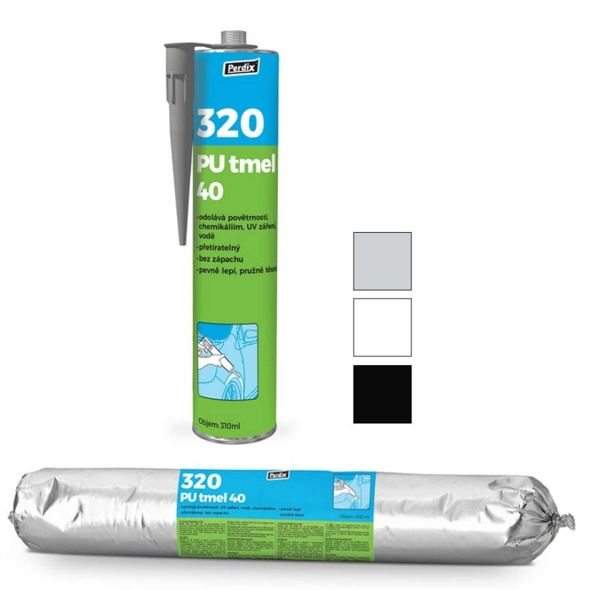 Perdix 320 PU tmel 40 – pružný tmel na dilatačné škáry - Objem - farba: 310 ml kartuša – sivý Perdix 320 PU tmel 40 – pružný tmel na dilatačné škáry - Objem - farba: 310 ml kartuša – sivý