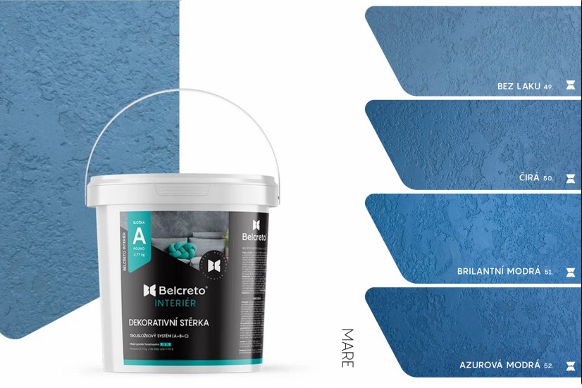 Belcreto pre interiér sada 3 m² dekoratívna stierka - Farba stierky: Luminoso, Odtien laku: Bezfarebný