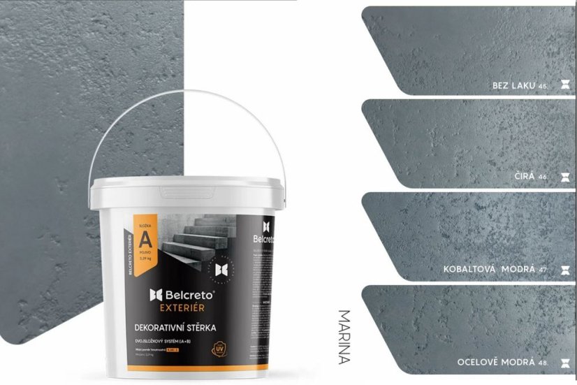 Belcreto pre Exteriér sada 3 m² dekoratívna stierka - Farba stierky: Oceano, Odtien laku: Bezfarebný