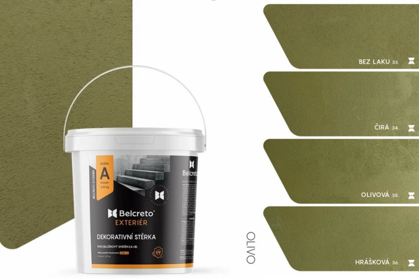 Belcreto pre Exteriér sada 10 m² dekoratívna stierka - Farba stierky: Verdastro, Odtien laku: Hrášková