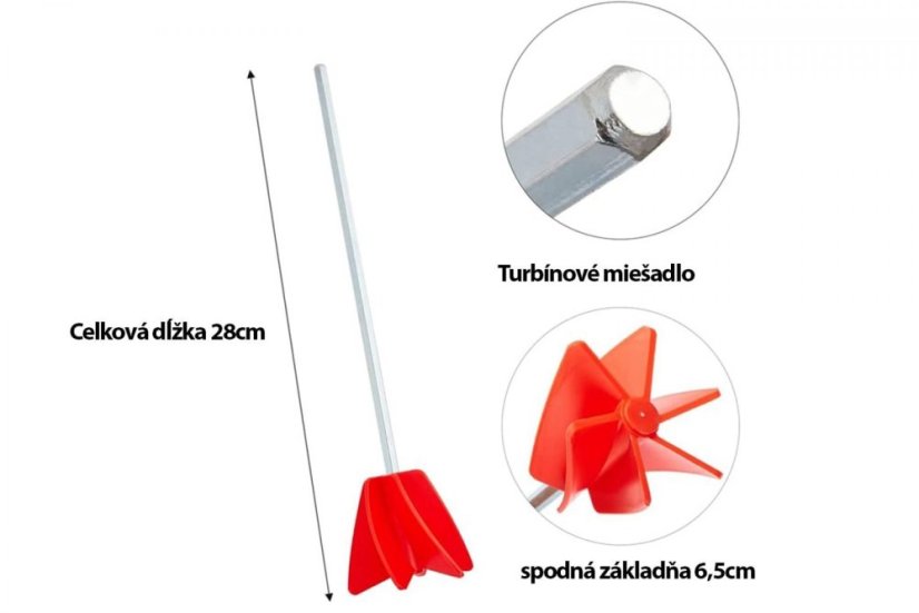Míchadla na epoxidy - turbínové - Druh produktu: 1. Míchadlo na pryskyřici – velké turbínové 6,5x28cm