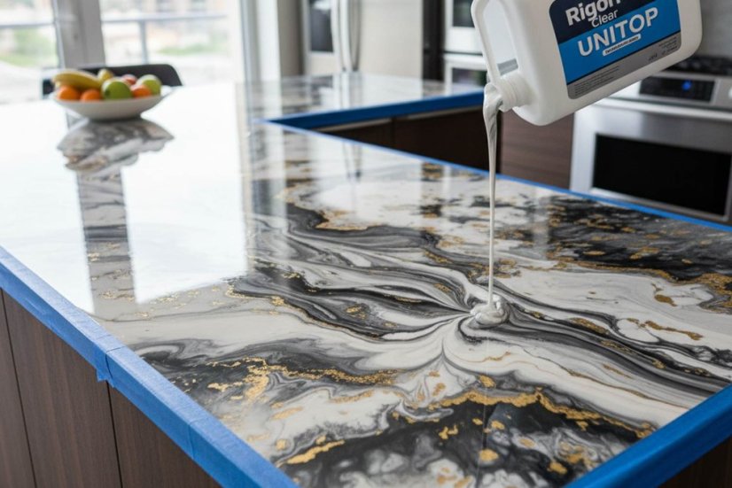 Pryskyřice na stolní a pracovní desky Rigorra Clear UNITOP – odolná povrchová pryskyřice (4090 TOP COAT)