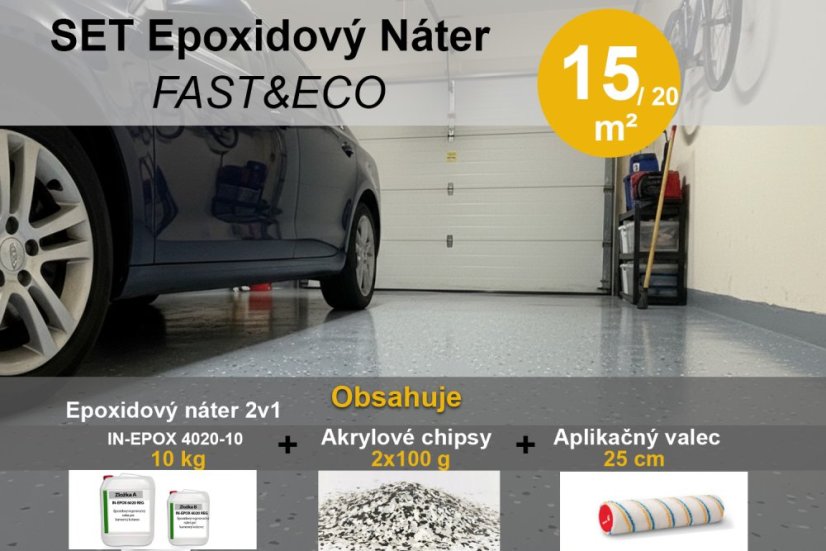 Epoxidový náter Fast&Eco 2v1  SET na 5 - 20 m² - Balenie/Výdatnosť: 3,5 kg bal. = 5 - 7 m²