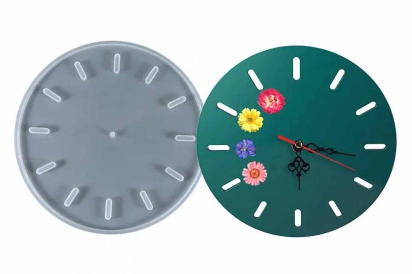 Silikónové formy - hodiny, strojčeky - Druh produktu: Silikónová forma hodiny okrúhle Ø 33,4cm, hr.1cm