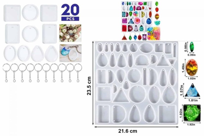 Silikónové formy - prívesky, kľúčenky, brošne - Druh produktu: Silikónová forma - pláto prívesky 23,5x21,6 hr. 1,1cm