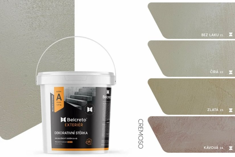 Belcreto pre Exteriér sada 3 m² dekoratívna stierka - Farba stierky: Oceano, Odtien laku: Bezfarebný