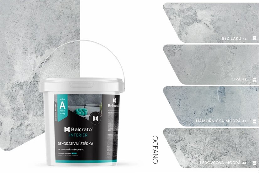Belcreto pro interiér sada 3 m² dekorativní stěrka - Farba stěrky: Pietroso, Odstín laku: Černý Onyx