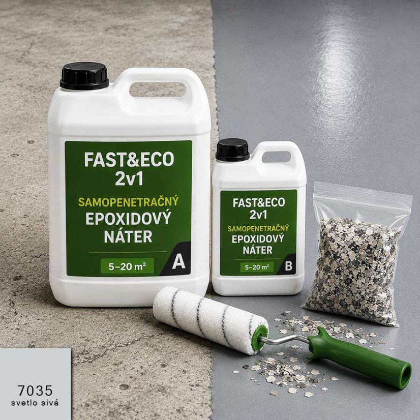 Samopenetračný epoxidový náter Fast&Eco 2v1 RAL 7035 svetlo sivá -sada
