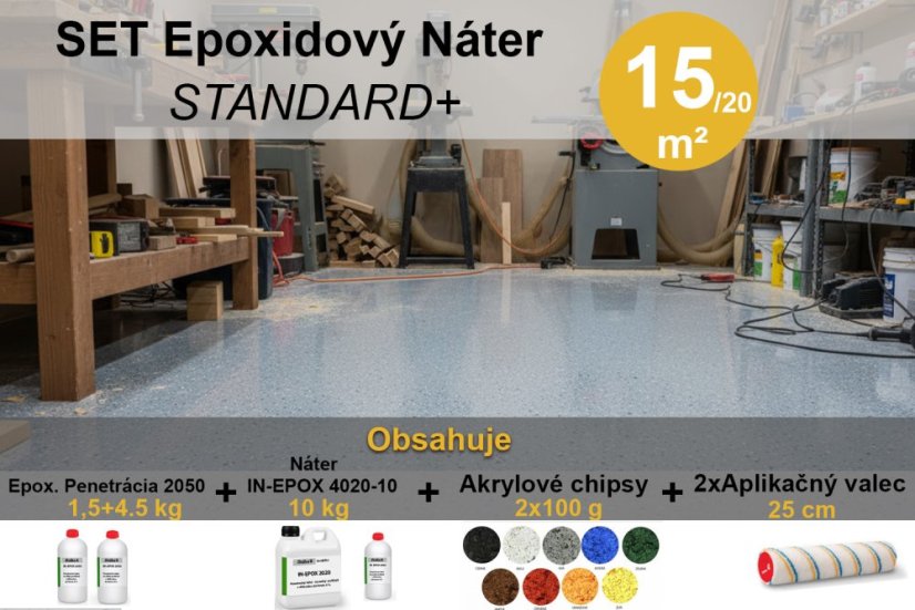 Epoxidový náter STANDARD+  SET na 5 - 20 m² - Balenie/Výdatnosť: Set 3 + 5 kg = 7 - 10 m² 
