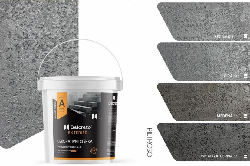 Belcreto pre Exteriér sada 3 m² dekoratívna stierka - Farba stierky: Oceano, Odtien laku: Bezfarebný