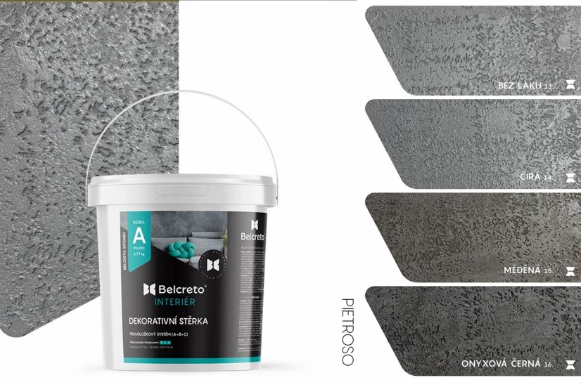 Belcreto pre interiér sada 3 m² dekoratívna stierka - Farba stierky: Luminoso, Odtien laku: Bezfarebný