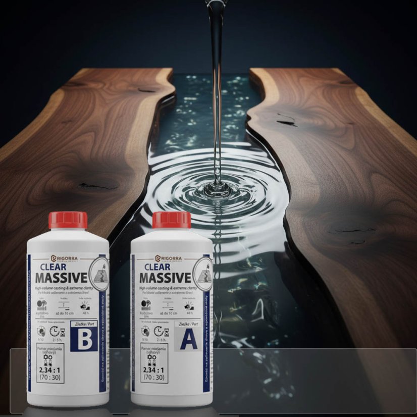 Epoxid na stoly - čira licí pryskyrice Rigorra Clear Massive.