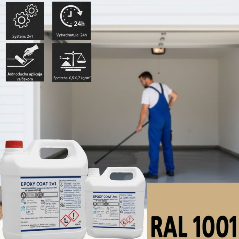 EPOXY COAT 2v1  samopenetrační epoxidový nátěr (IN-EPOX 4020-10) - Obsah balení: 5 kg / cca 7–10 m², Barva: RAL 1001 - béžová