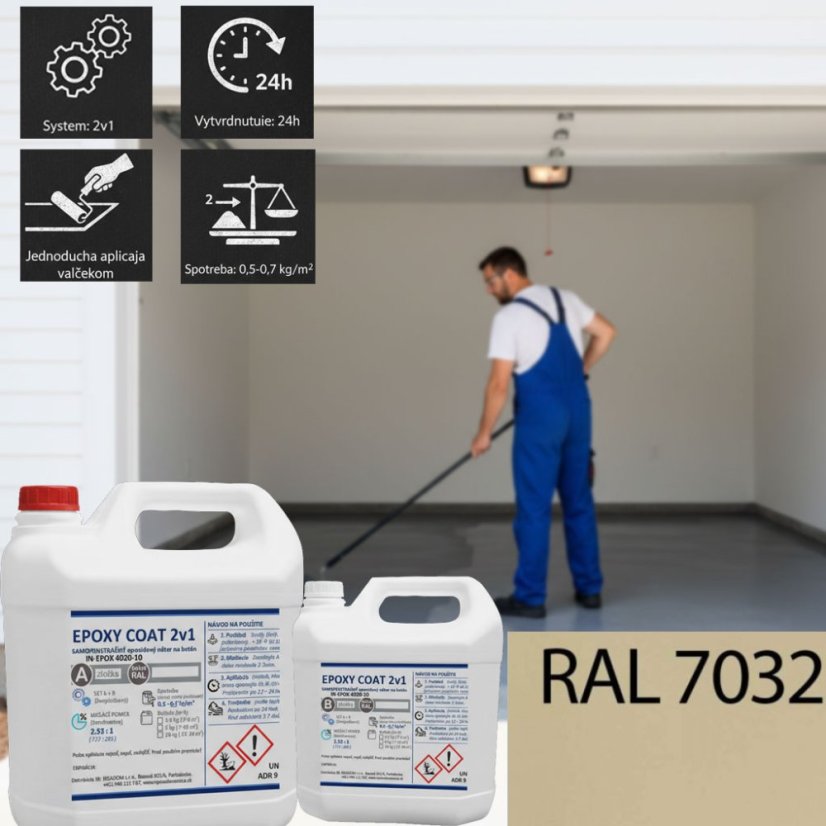 EPOXY COAT 2v1 samopenetračný epoxidový náter (IN-EPOX 4020-10) - Obsah balenia: 3,5 kg / cca 5–7 m², Farba: RAL 7032 - štrkovo šedá