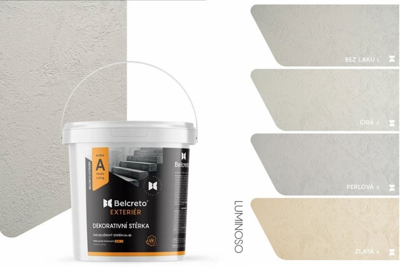 Belcreto pre Exteriér sada 3 m² dekoratívna stierka - Farba stierky: Oceano, Odtien laku: Bezfarebný