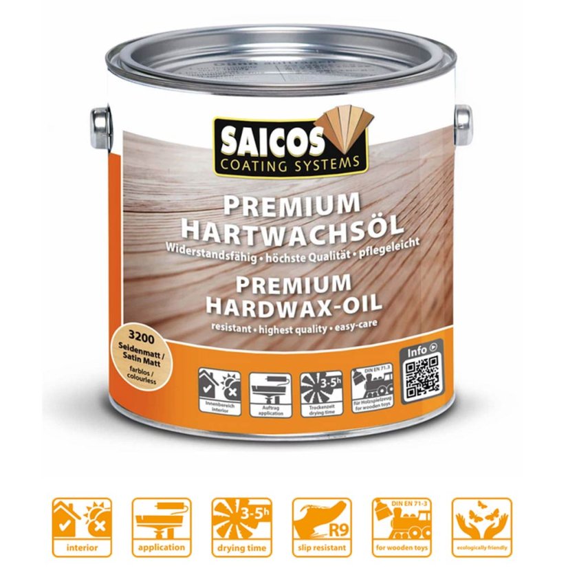 Premiovy tvrdý voskový olej na drevo SAICOS Premium Hardwax Oil - Obsah balenia: 750ml, Odtien oleja: transp. orech matný 3381