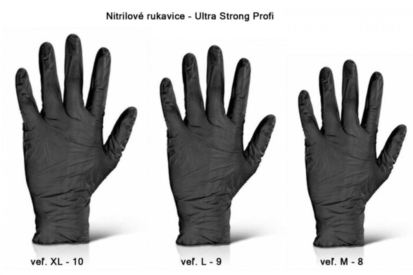 Pomůcky pro zalévání a práci s pryskyřicí - Druh produktu: 4. Rukavice nitrilové, černé Ultra Strong M-8 / 1 ks