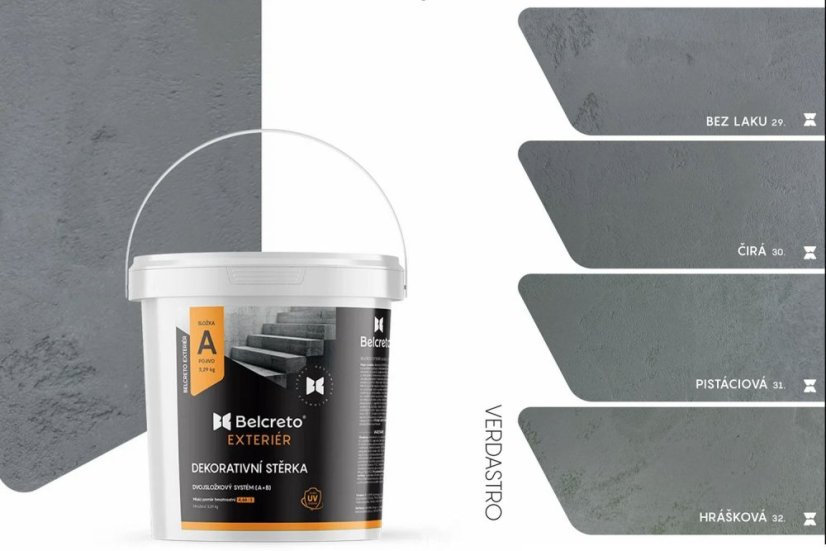 Belcreto pre Exteriér sada 10 m² dekoratívna stierka - Farba stierky: Verdastro, Odtien laku: Hrášková