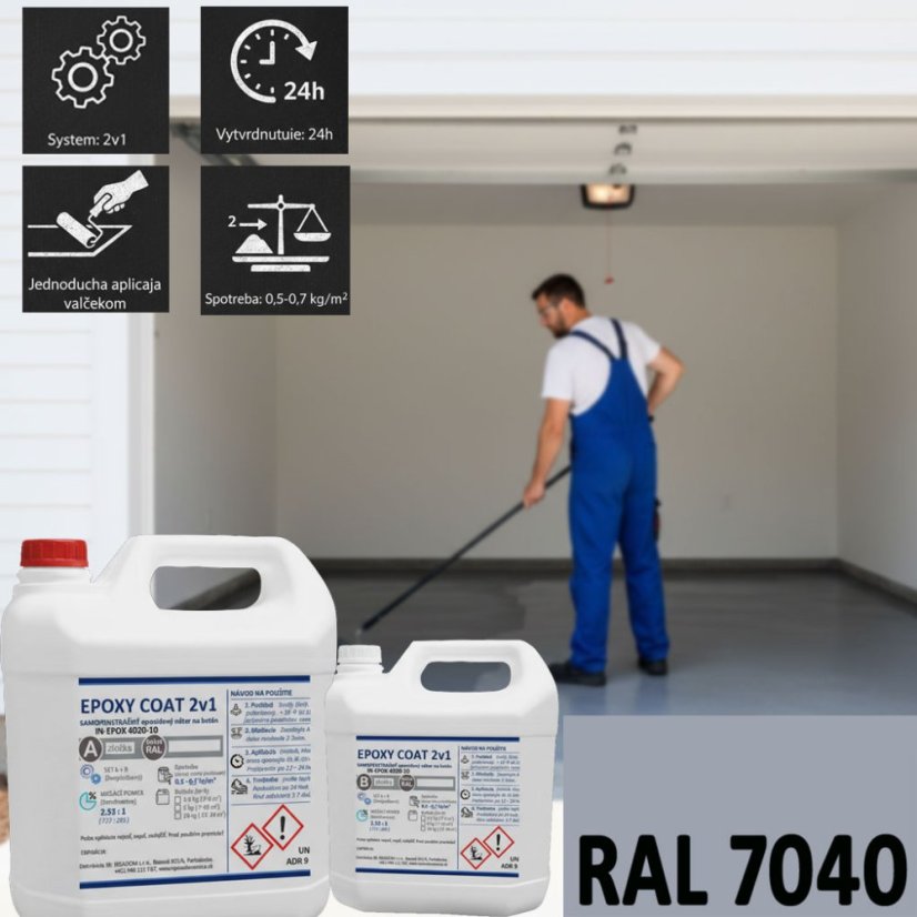 EPOXY COAT 2v1  samopenetrační epoxidový nátěr (IN-EPOX 4020-10) - Obsah balení: 10 kg, Barva: RAL 7040 - sklovitě šedá
