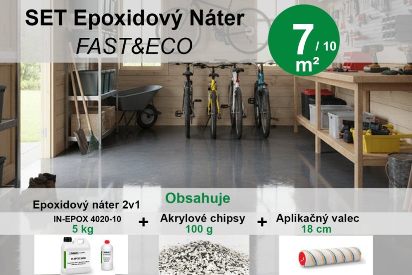 Epoxidový náter Fast&Eco 2v1  SET na 5 - 20 m² - Balenie/Výdatnosť: 3,5 kg bal. = 5 - 7 m²