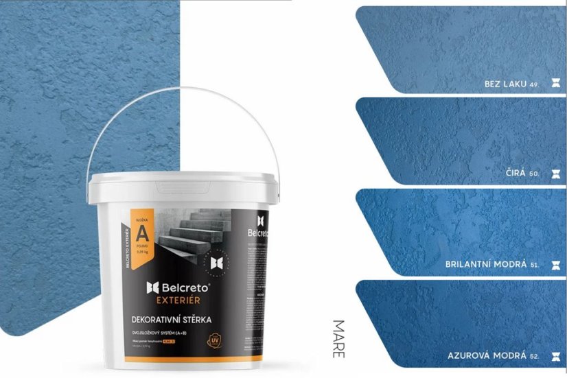 Belcreto pre Exteriér sada 3 m² dekoratívna stierka - Farba stierky: Oceano, Odtien laku: Bezfarebný