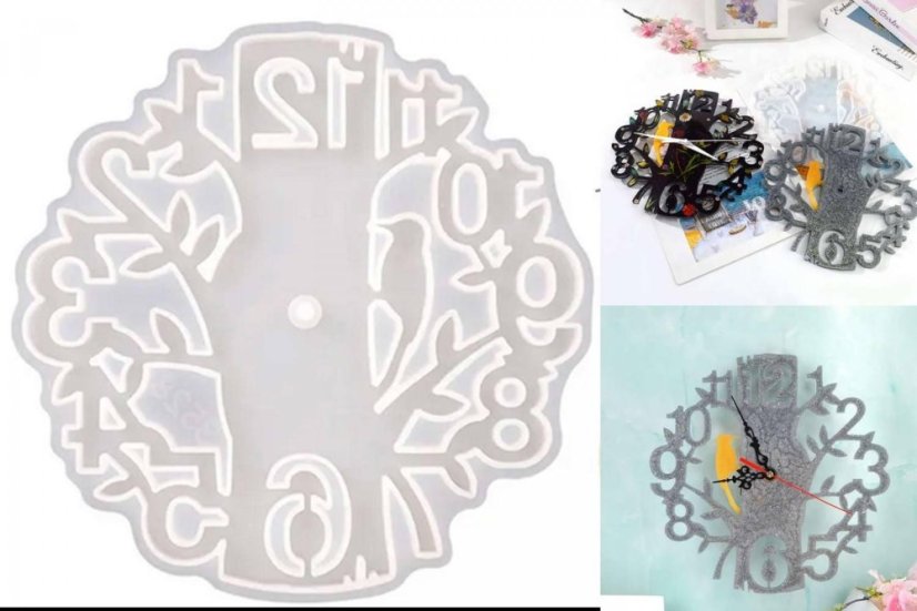 Silikónové formy - hodiny, strojčeky - Druh produktu: Silikónová forma hodiny okrúhle Ø 33,4cm, hr.1cm