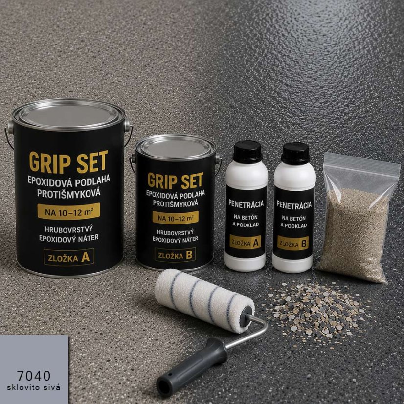 Rigorra Protiskluzová epoxidová podlaha s penetrací GRIP SET - Barva podlahy - RAL: RAL 7040 sklovite šedá