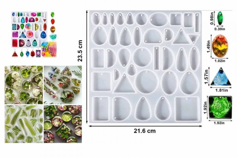 Silikónové formy - prívesky, kľúčenky, brošne - Druh produktu: Silikónová forma - pláto prívesky 23,5x21,6 hr. 1,1cm