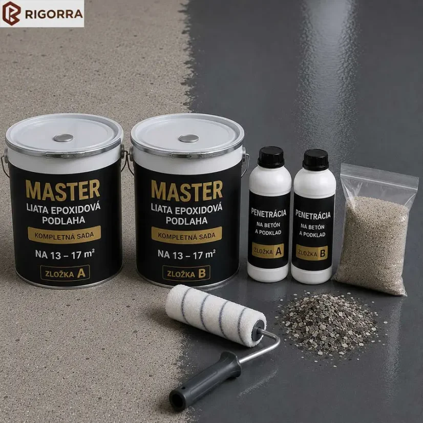 Liata epoxidová podlaha MASTER kompletná sada s kremičitým pieskom a penetráciou