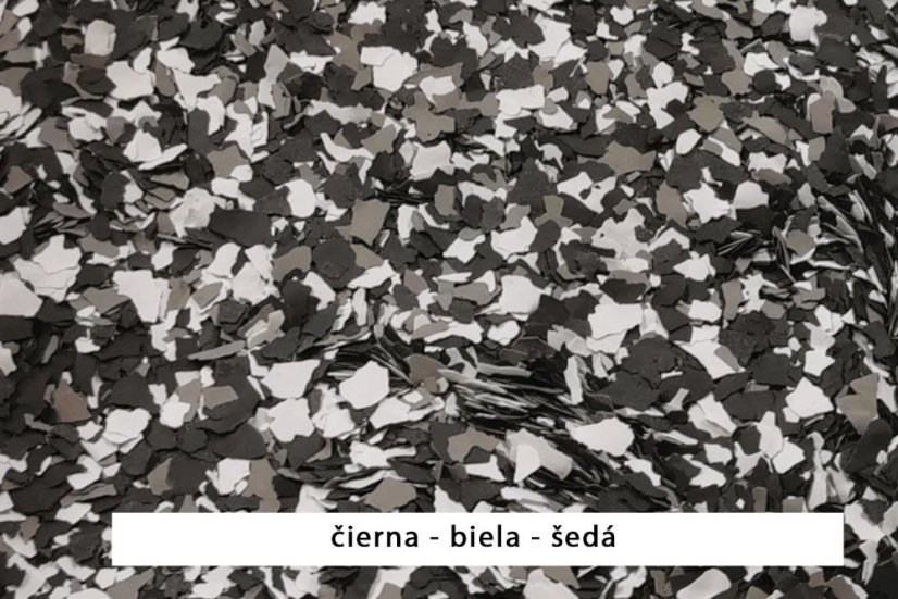 Chipsy (vločky) do epoxidových podlah-Barevné mixy - Obsah balení: 0,1 kg, Chipsy - barva: mix biela/modrá/čierna