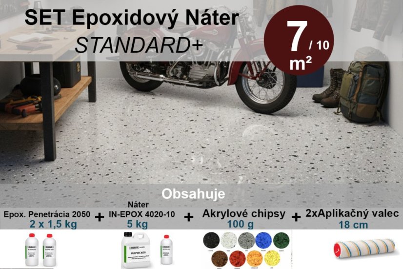 Epoxidový náter STANDARD+  SET na 5 - 20 m² - Balenie/Výdatnosť: Set 3 + 5 kg = 7 - 10 m² 